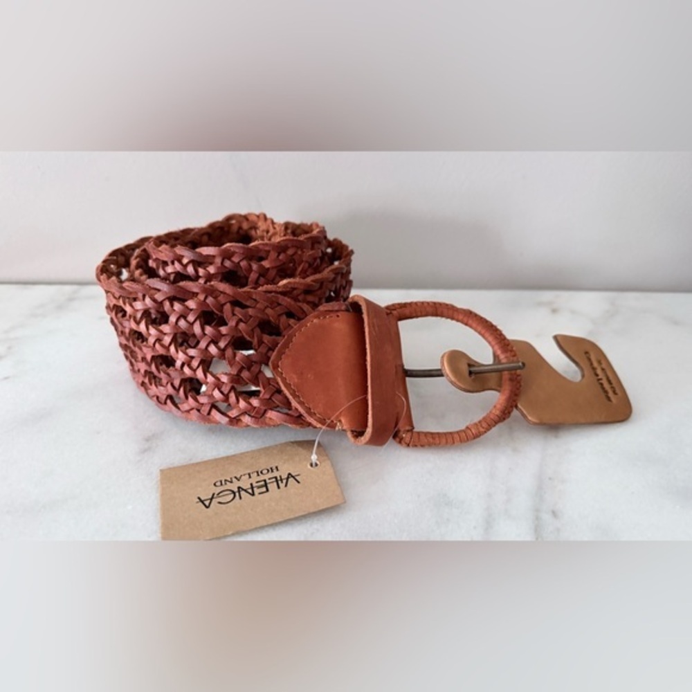 NWT Holland & Valencia Tan Braided Genuine Leather Belt Size 30-42 100cm